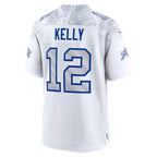 Silnrao B.Bills #12 Jim Kelly Player White Rivalries Collection Game Stitched Jerseys