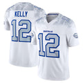 Silnrao B.Bills #12 Jim Kelly Player White Rivalries Collection Vapor Limited  Stitched Jersey