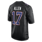 Silnrao B.Bills #17 Josh Allen Player Black Carbon Fashion Replica Game Stitched Jerseys