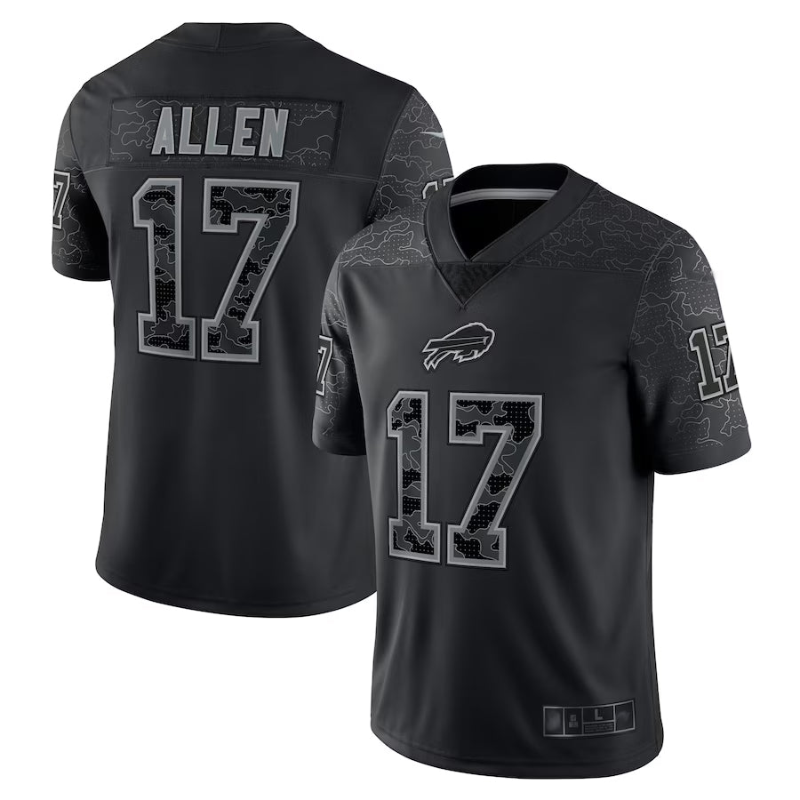 Silnrao B.Bills #17 Josh Allen Player Black RFLCTV Limited Stitched Jerseys