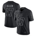 Silnrao B.Bills #17 Josh Allen Player Black RFLCTV Limited Stitched Jerseys