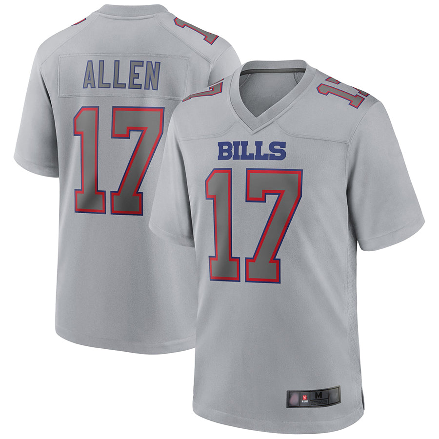 Silnrao B.Bills #17 Josh Allen Player Gray Game Stitched Jerseys