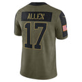 Silnrao B.Bills #17 Josh Allen Player Salute To Service Olive  Stitched Jerseys