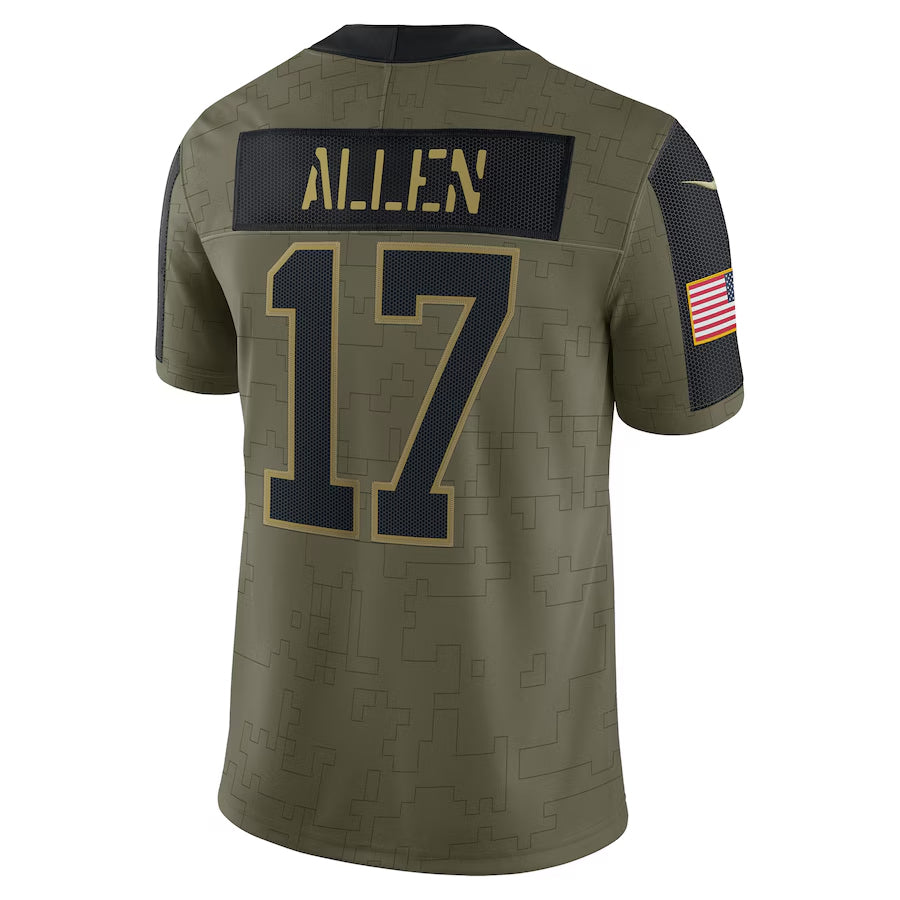 Silnrao B.Bills #17 Josh Allen Player Salute To Service Olive  Stitched Jerseys