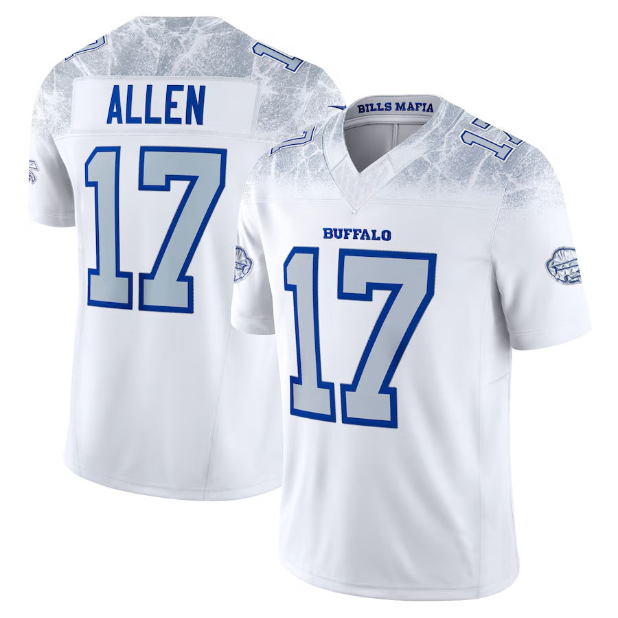 Silnrao B.Bills #17 Josh Allen Player White Rivalries Collection Vapor Limited Stitched Jersey