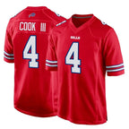 Silnrao B.Bills #4 James Cook III Player Red Home Game Stitched Jerseys
