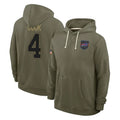 Silnrao B.Bills #4 James Cook III Player Salute to Service Olive Hoodies  Stitched Jerseys
