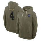 Silnrao B.Bills #4 James Cook III Player Salute to Service Olive Hoodies  Stitched Jerseys
