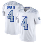 Silnrao B.Bills #4 James Cook III Player White Rivalries Collection Vapor Limited Stitched Jerseys