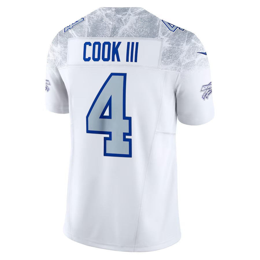 Silnrao B.Bills #4 James Cook III Player White Rivalries Collection Vapor Limited Stitched Jerseys