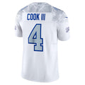 Silnrao B.Bills #4 James Cook III Player White Rivalries Collection Vapor Limited Stitched Jerseys
