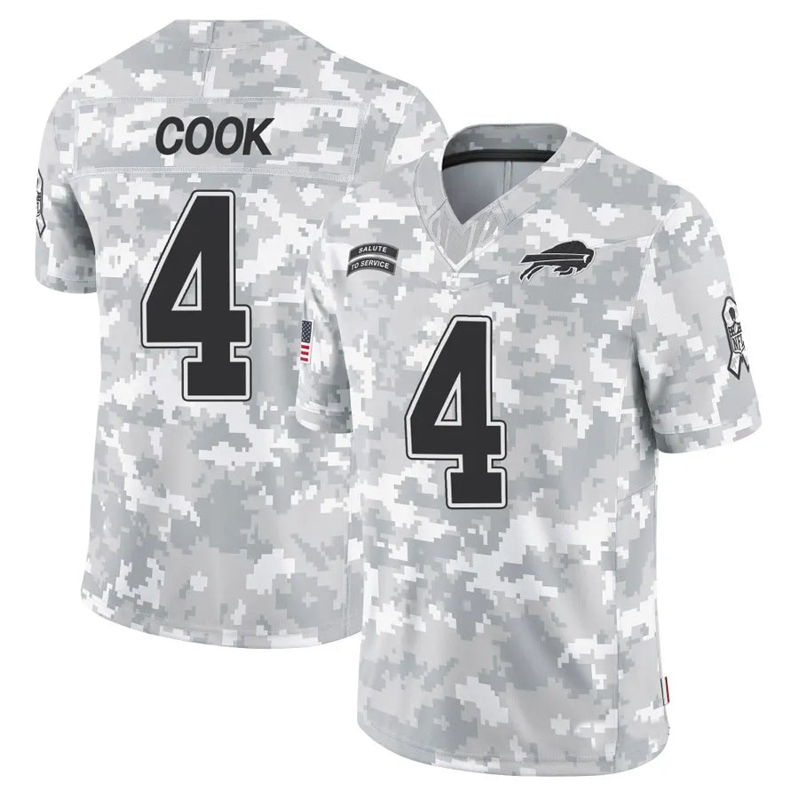 Silnrao B.Bills #4 James Cook Player Arctic Camo Salute to Service Limited Stitched Jerseys