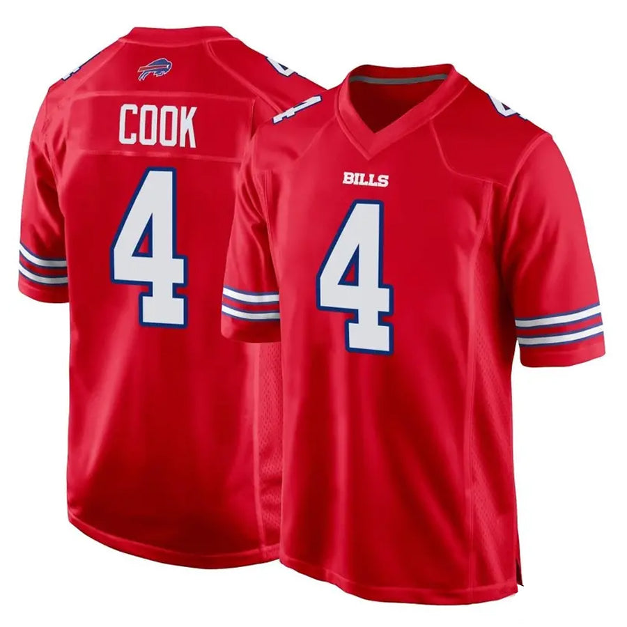 Silnrao B.Bills #4 James Cook Player Red Home Game Stitched Jerseys