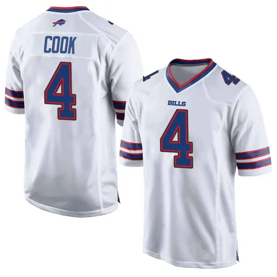 Silnrao B.Bills #4 James Cook Player White Home Game Stitched Jerseys