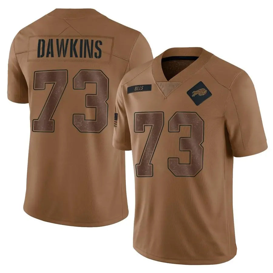 Silnrao B.Bills #73 Dion Dawkins Player Brown Salute To Service Limited  Stitched Jerseys