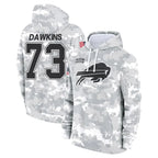 Silnrao B.Bills #73 Dion Dawkins Player Salute to Service Hoodies  Stitched Jerseys