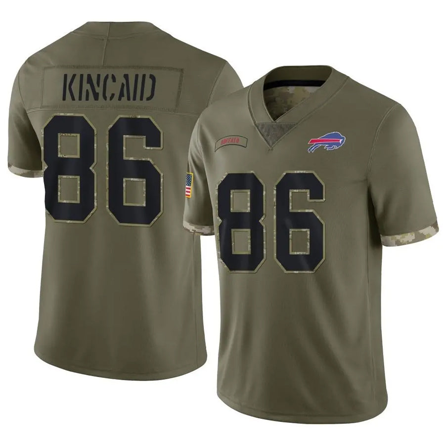 Silnrao B.Bills #86 Dalton Kincaid Player Salute To Service Olive Stitched Jerseys