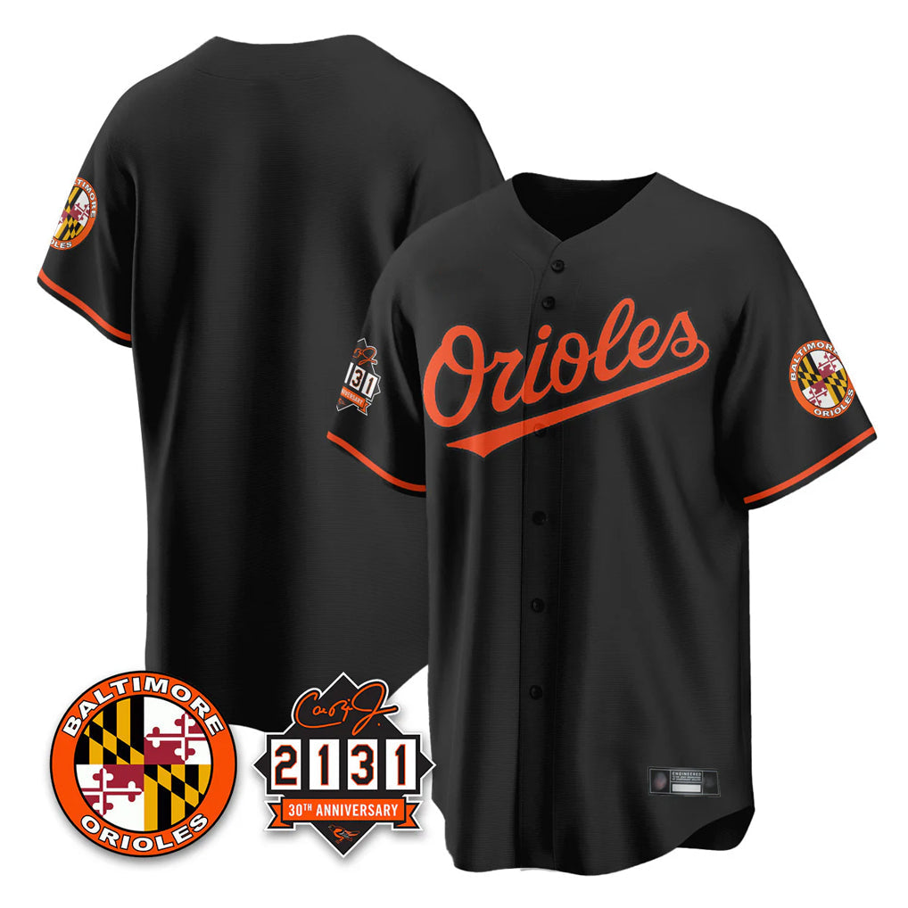 Silnrao B.Orioles Black 30th Anniversary of 2131 Home Game Blank Player Stitched Jerseys