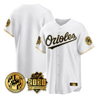 Silnrao B.Orioles White Gold 30th Anniversary of 2131 Home Game Blank Player Stitched Jerseys