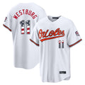 Silnrao B.Orioles #11 Jordan Westburg Player White USA 250 Fourth of July Home Game Stitched Jerseys