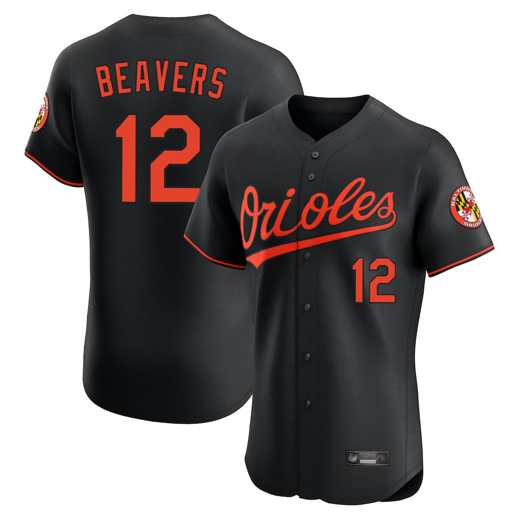 Silnrao B.Orioles #12 Dylan Beavers Player Black Limited Elite Home Game Stitched Jerseys