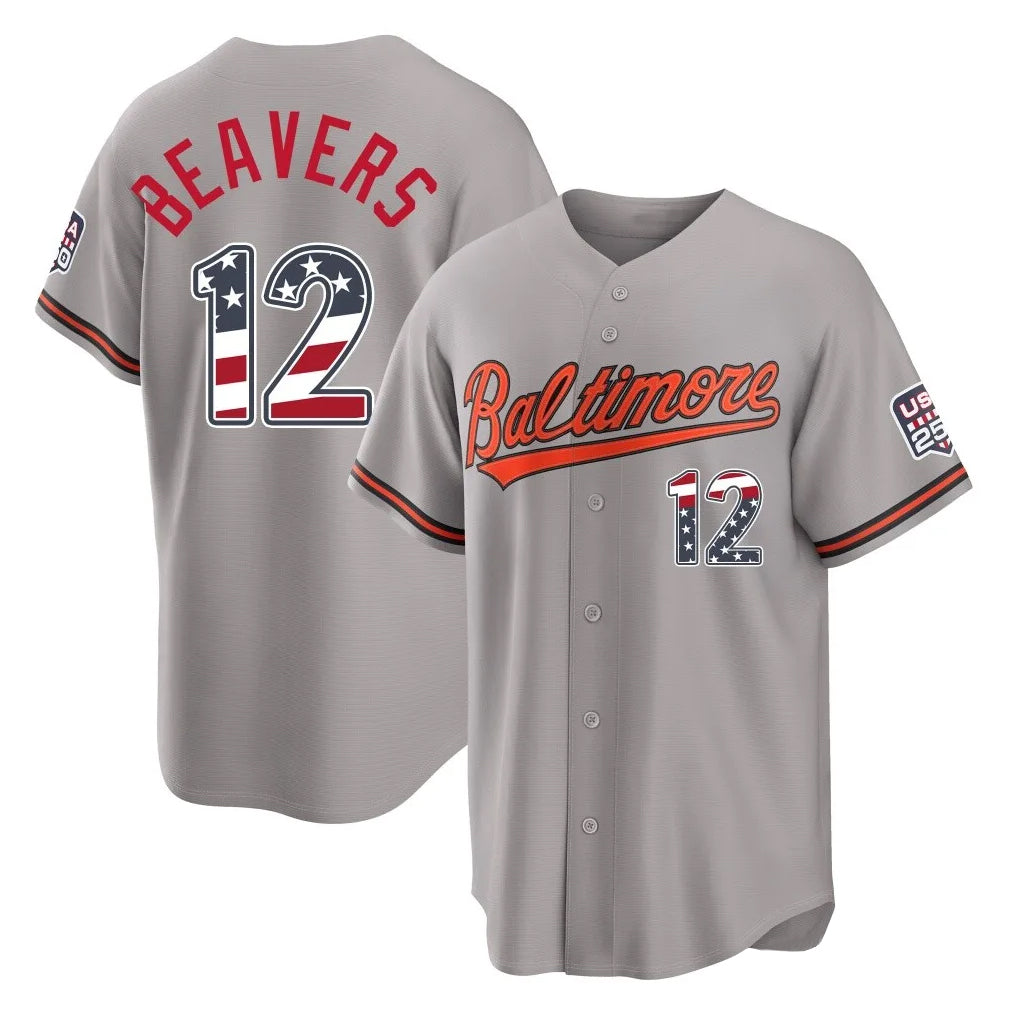 Silnrao B.Orioles #12 Dylan Beavers Player Gray USA 250 Fourth of July Home Game Stitched Jerseys