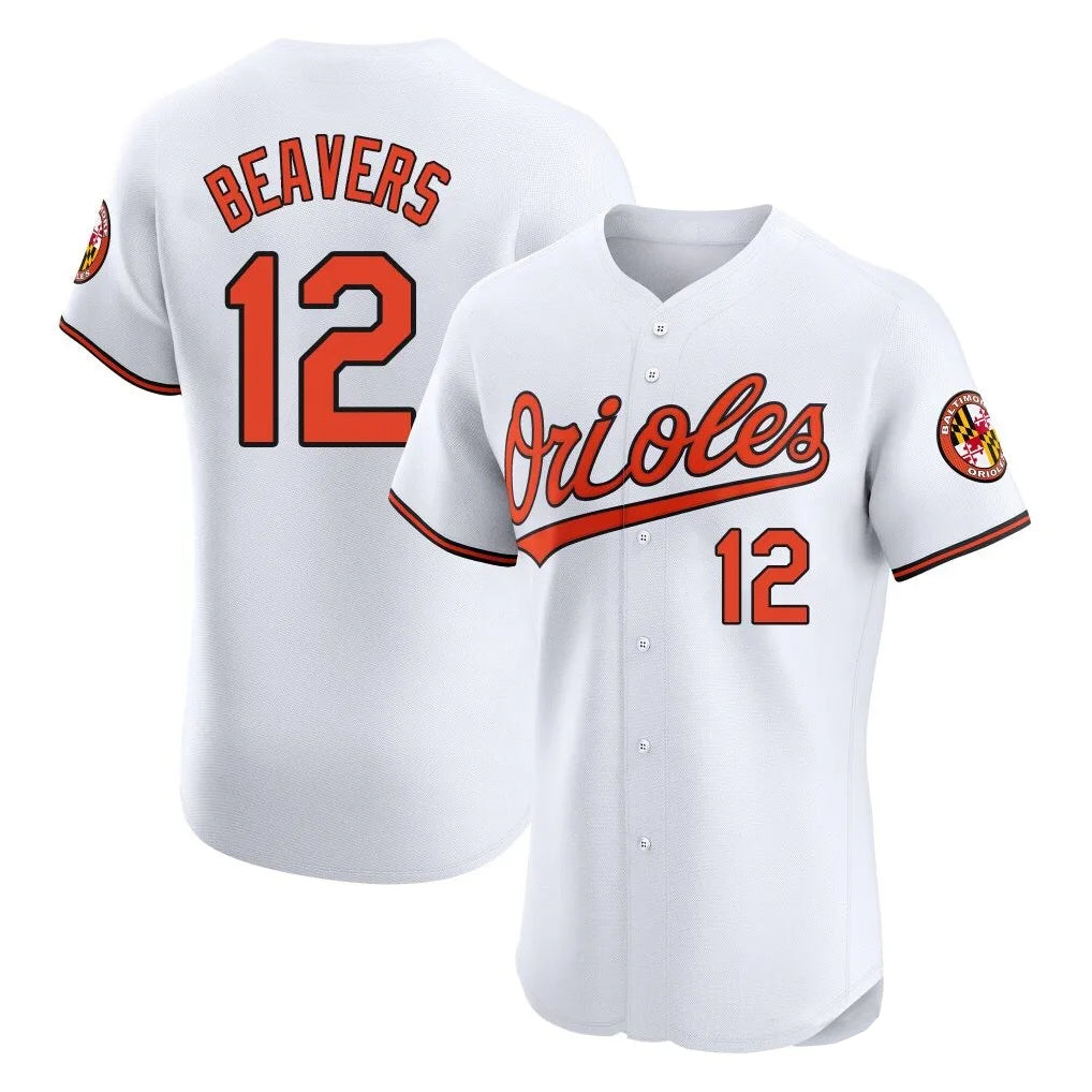 Silnrao B.Orioles #12 Dylan Beavers Player White Limited Elite Home Game Stitched Jerseys