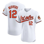 Silnrao B.Orioles #12 Dylan Beavers Player White Limited Elite Home Game Stitched Jerseys