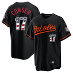 Silnrao B.Orioles #17 Colton Cowser Player Black USA 250 Fourth of July Home Game Stitched Jerseys