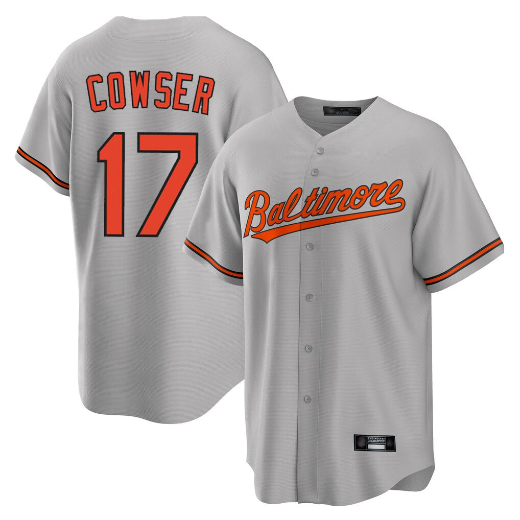 Silnrao B.Orioles #17 Colton Cowser Player Gray Home Game Stitched Jerseys