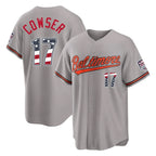Silnrao B.Orioles #17 Colton Cowser Player Gray USA 250 Fourth of July Home Game Stitched Jerseys