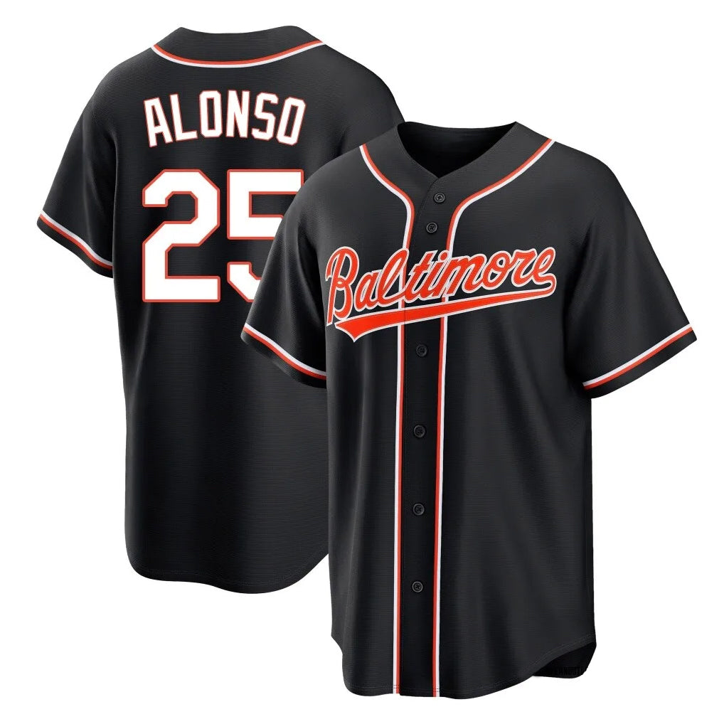 Silnrao B.Orioles #25 Pete Alonso Player Black Out Home Game Stitched Jerseys