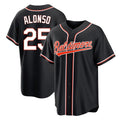 Silnrao B.Orioles #25 Pete Alonso Player Black Out Home Game Stitched Jerseys