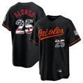 Silnrao B.Orioles #25 Pete Alonso Player Black USA 250 Fourth of July Home Game Stitched Jerseys