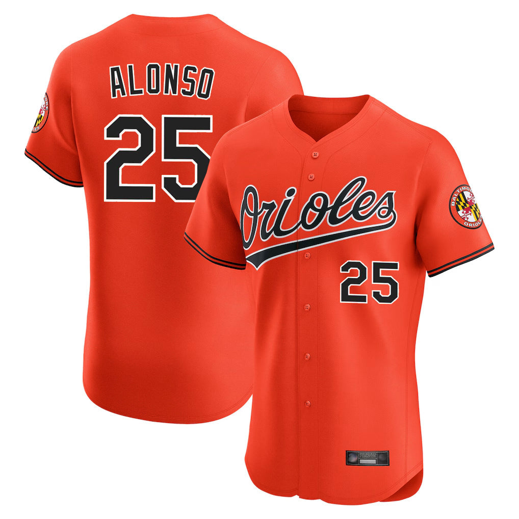 Silnrao B.Orioles #25 Pete Alonso Player Orange Limited Elite Home Game Stitched Jerseys