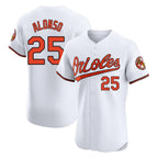 Silnrao B.Orioles #25 Pete Alonso Player White Limited Elite Home Game Stitched Jerseys
