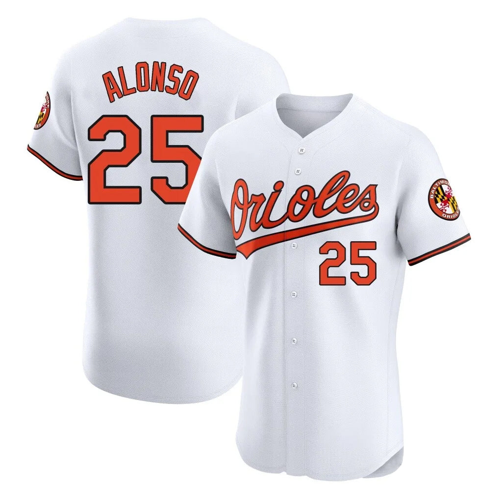 Silnrao B.Orioles #25 Pete Alonso Player White Limited Elite Home Game Stitched Jerseys