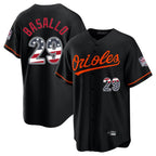 Silnrao B.Orioles #29 Samuel Basallo Player Black USA 250 Fourth of July Home Game Stitched Jerseys