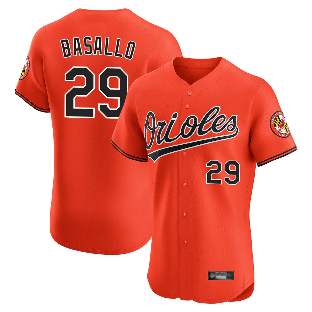 Silnrao B.Orioles #29 Samuel Basallo Player Orange Limited Elite Home Game Stitched Jerseys