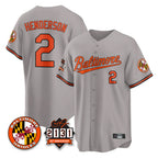 Silnrao B.Orioles #2 Gunnar Henderson Player Gray 30th Anniversary of 2131 Home Game Stitched Jerseys