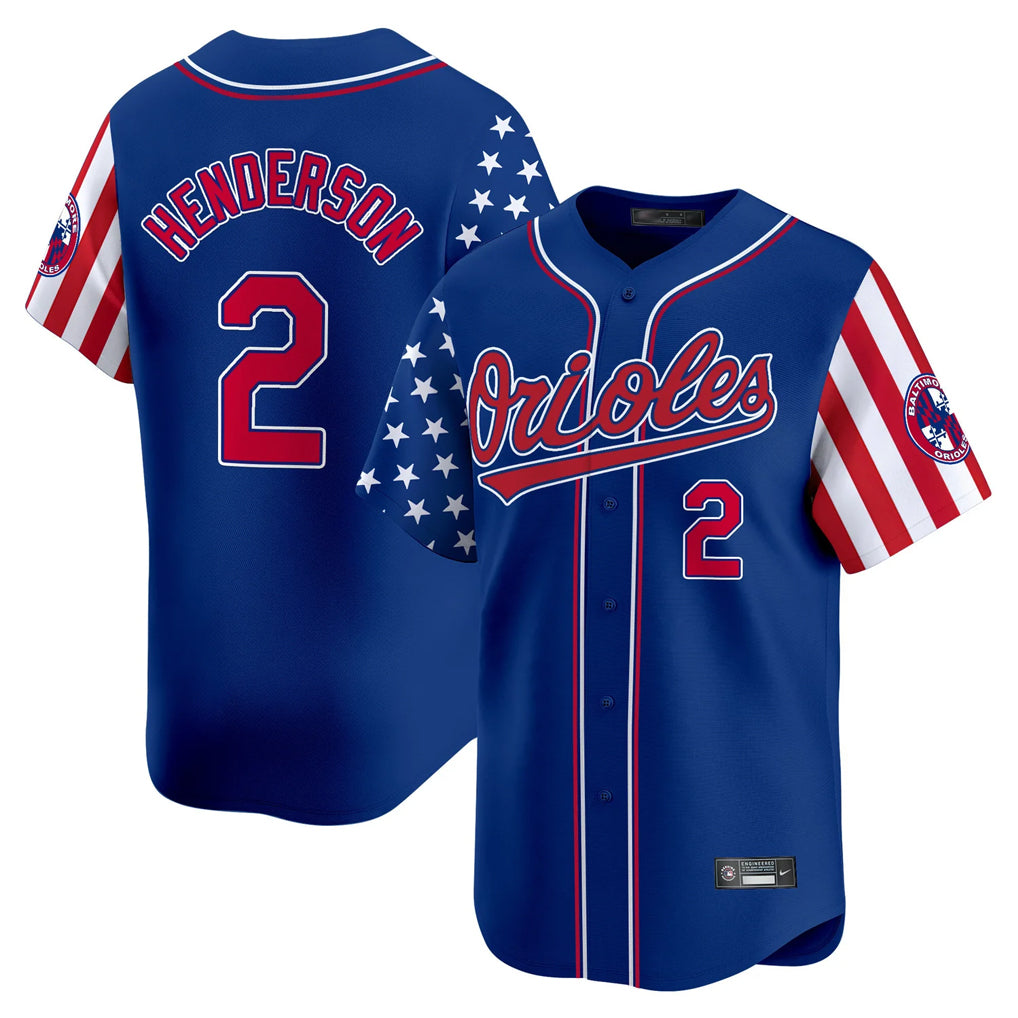 Silnrao B.Orioles #2 Gunnar Henderson Player Royal Independence Day Vapor Premier Limited Home Game Stitched Jerseys