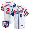 Silnrao B.Orioles #2 Gunnar Henderson Player White USA 250 Independence Day Vapor Premier Home Game Stitched Jerseys