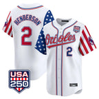 Silnrao B.Orioles #2 Gunnar Henderson Player White USA 250 Independence Day Vapor Premier Home Game Stitched Jerseys