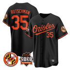 Silnrao B.Orioles #35 Adley Rutschman Player Black 30th Anniversary of 2131 Home Game Stitched Jerseys