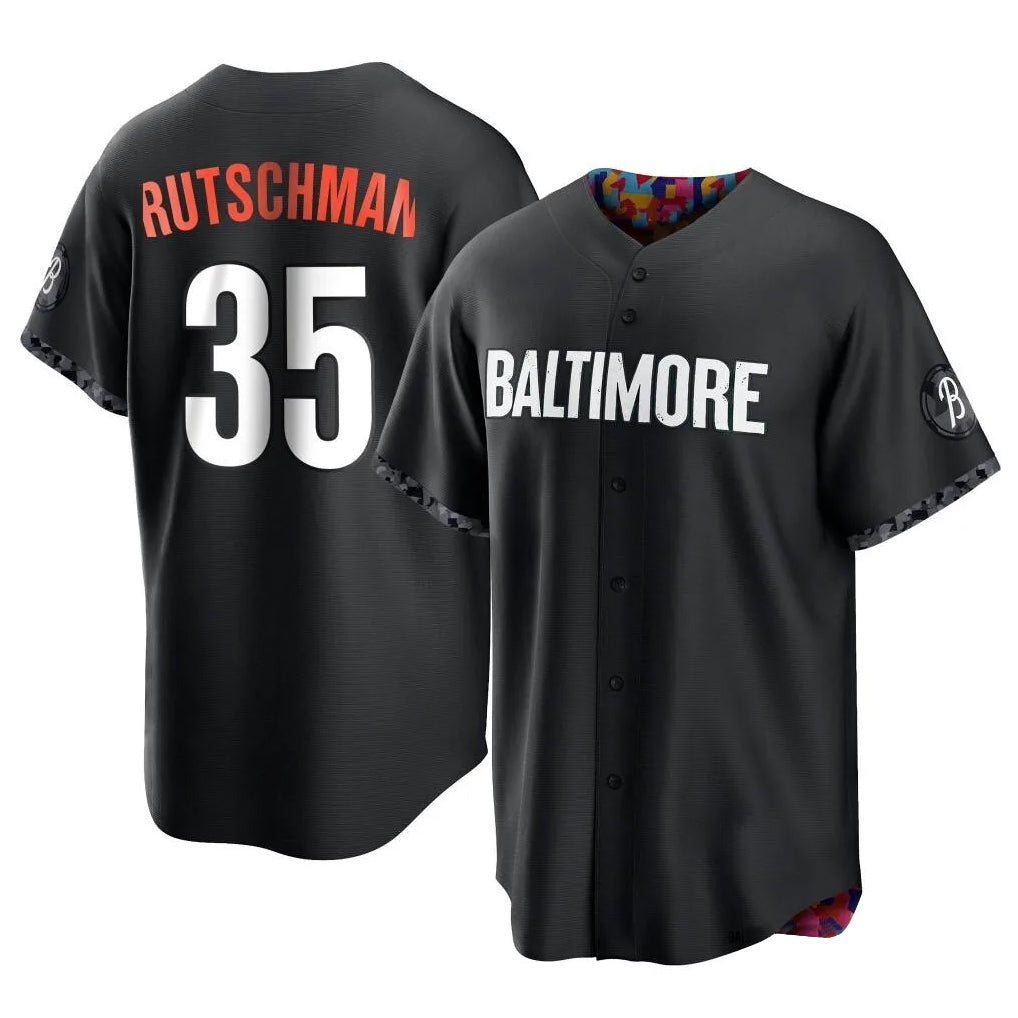Silnrao B.Orioles #35 Adley Rutschman Player Black City Connect Home Game Stitched Jerseys
