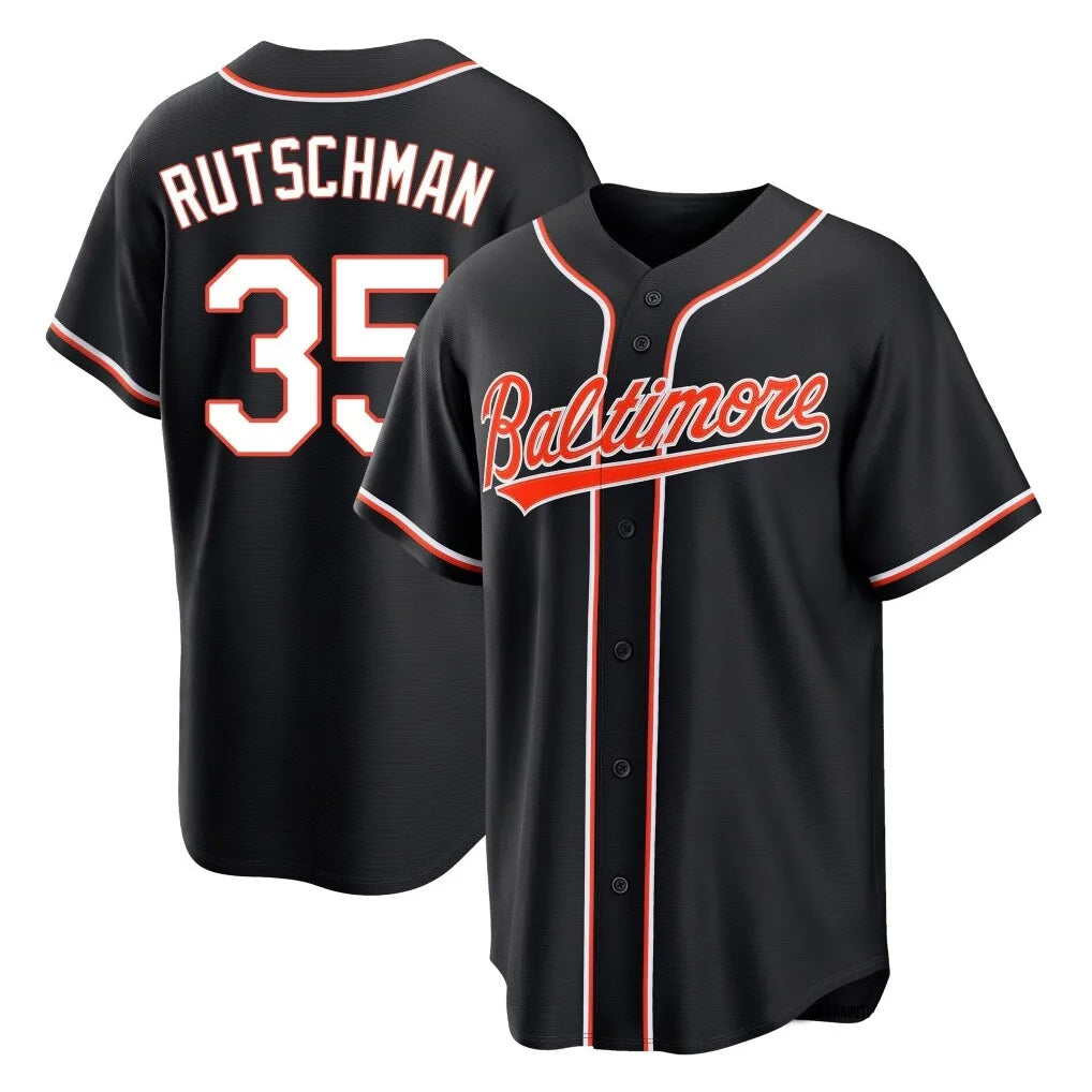 Silnrao B.Orioles #35 Adley Rutschman Player Black Out Home Game Stitched Jerseys