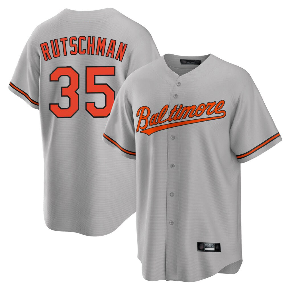 Silnrao B.Orioles #35 Adley Rutschman Player Gray Home Game Stitched Jerseys