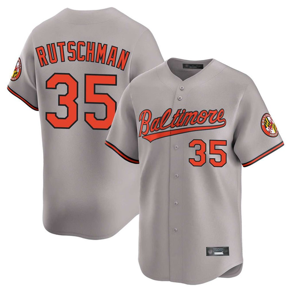 Silnrao B.Orioles #35 Adley Rutschman Player Gray Home Game Stitched Jerseys