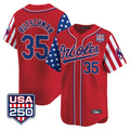 Silnrao B.Orioles #35 Adley Rutschman Player Red USA 250 Independence Day Vapor Premier Limited Home Game Stitched Jerseys
