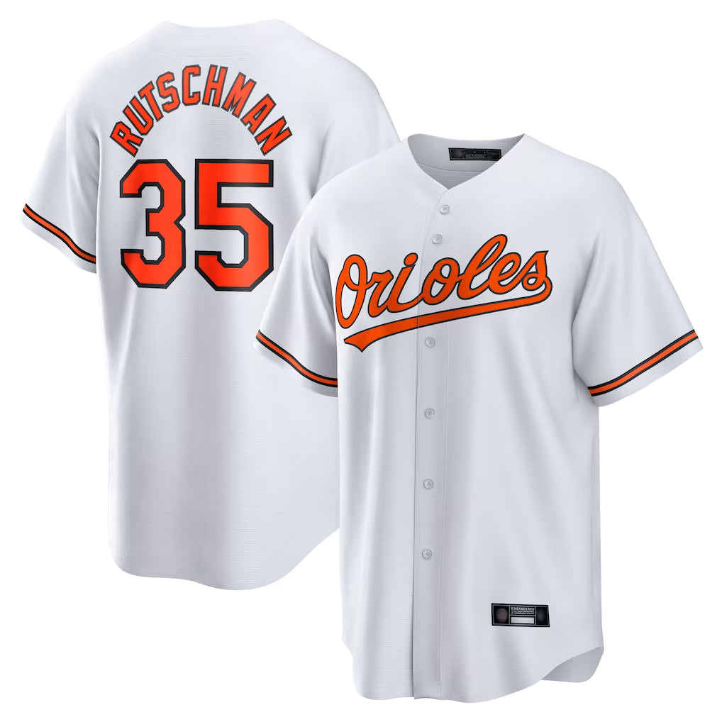 Silnrao B.Orioles #35 Adley Rutschman Player White Home Game Stitched Jerseys